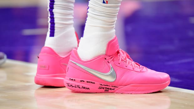 pink basketball shoes